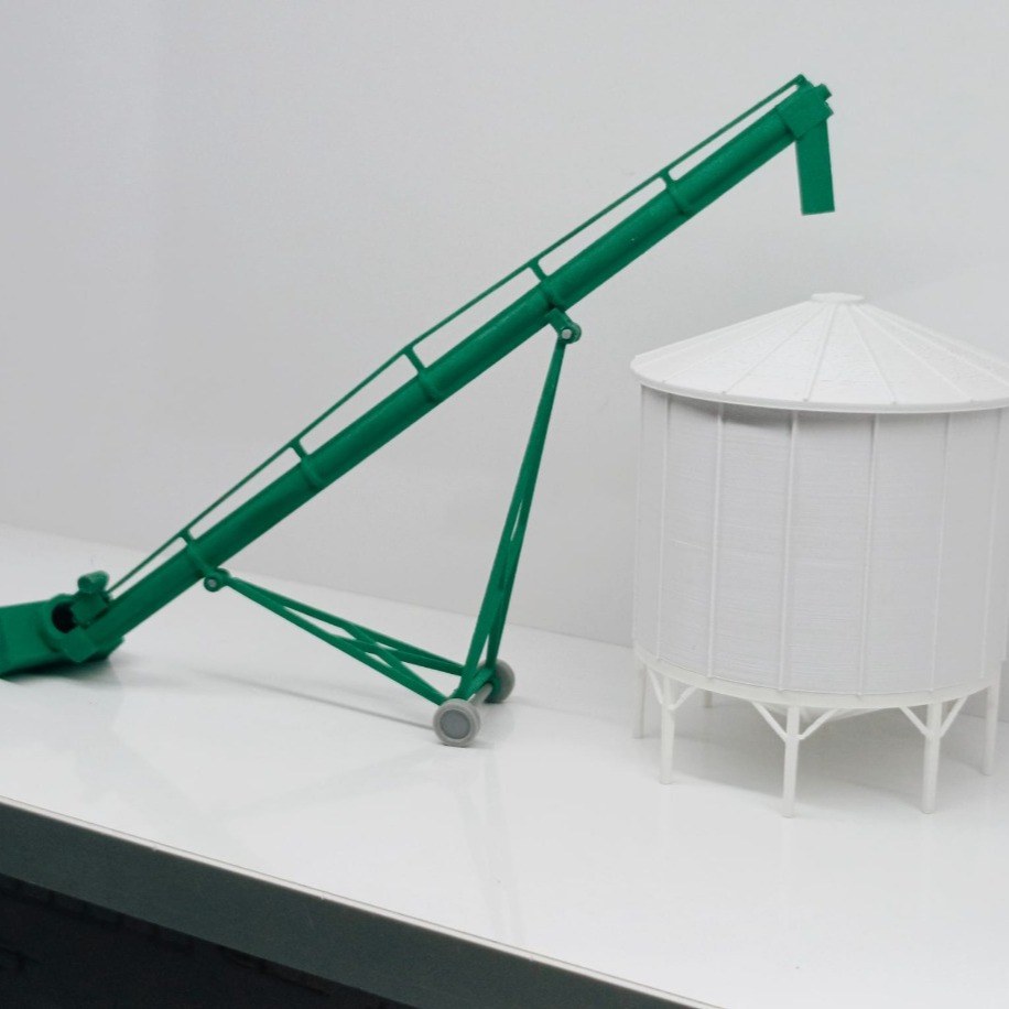 Model Demiryolu İçin 1/87 Ölçekli Endüstriyel Silo ve Tahıl Helezonu